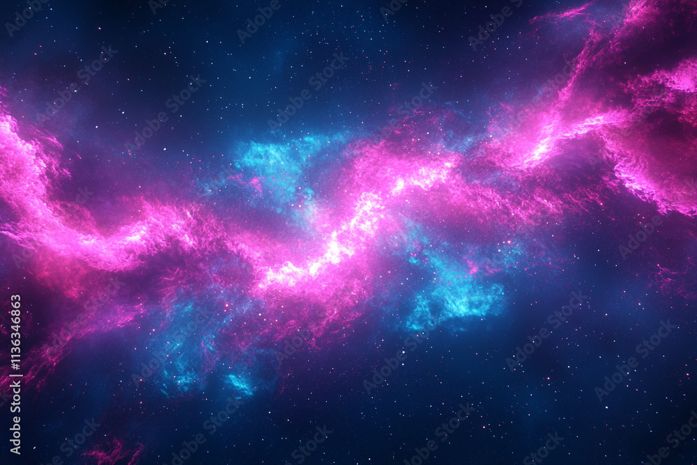 Fototapeta premium Bold magenta and cyan explosion with neon glows, creating a high-energy background