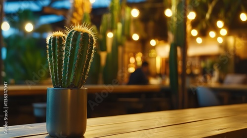 Fototapeta Naklejka Na Ścianę i Meble -  Desert Oasis Elegance: Cactus Themed Gastro Bar Logo with a Twist of Modernity