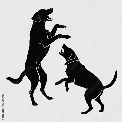  Two dog playing image silhouette vector art and illustration
