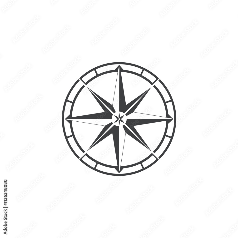 Geometric Compass Logo, Timeless, Clean, Symmetrical Geometric Compass Logo, Timeless, Clean, Symmetrical
