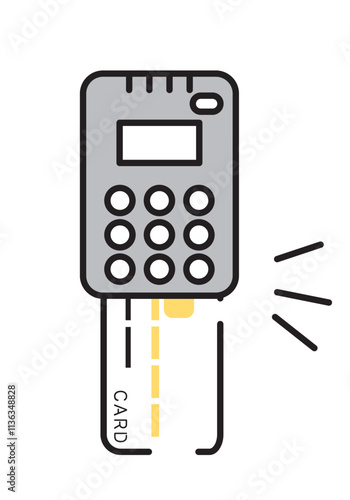 シンプル　イラスト　カードリーダーとクレジットカード
