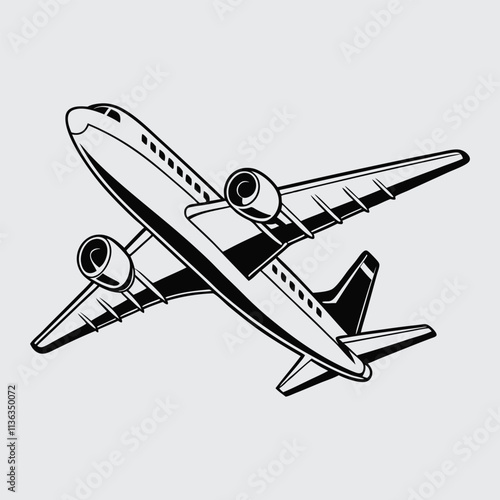 airplane image silhouette vector art and illustration