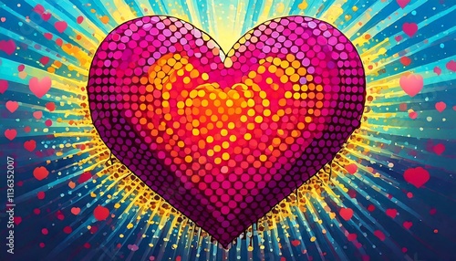 Red and Blue Pop Art Heart ...