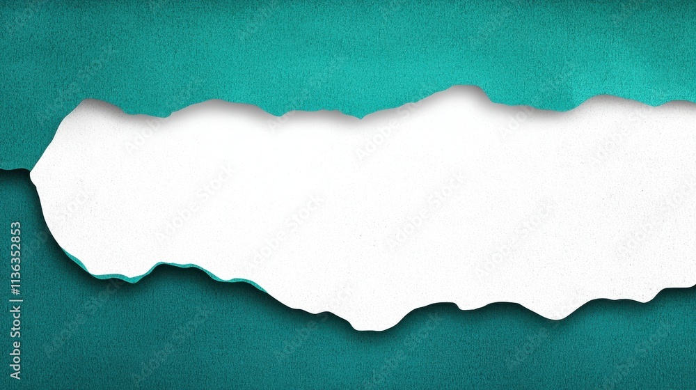 Fototapeta premium Torn Paper Edge with Teal Background and Blank Space for Text