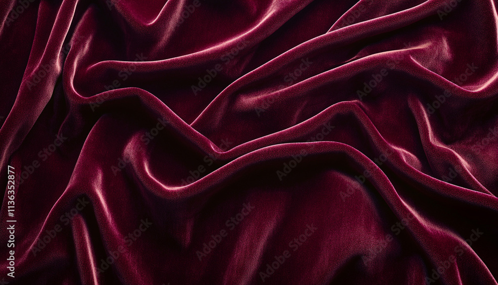 Obraz premium Burgundy velvet texture with soft reflections and rich tones, exuding luxury and elegance
