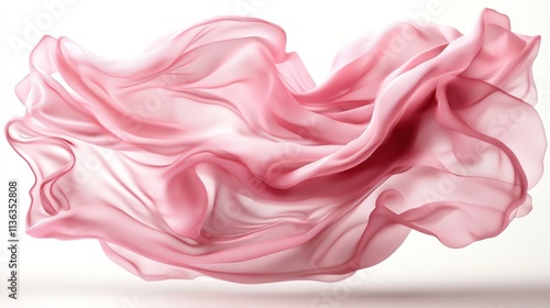 A delicate, translucent pink fabric gracefully swirls, creating a sense of movement and elegance, captured in soft lighting. Symbolizes grace and beauty. photo