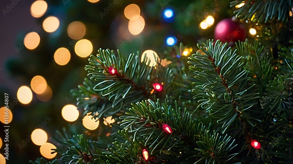 Christmas Lights on Evergreen Branches Christmas Lights on Evergreen Branches