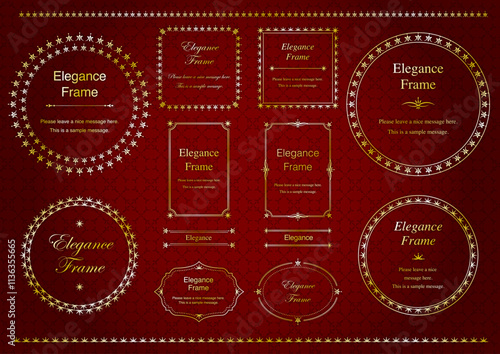 エレガンスなフレームセット、飾り罫、装飾デザイン、上品なあしらい