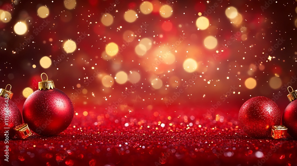 Bright red color with scattered bokeh lights Bright red color with scattered bokeh lights