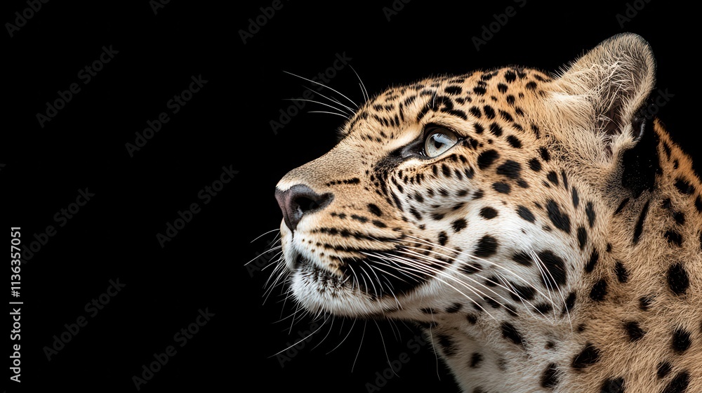 Majestic Leopard Staring Intently Against a Dark Background Majestic Leopard Staring Intently Against a Dark Background