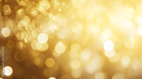 Golden bokeh lights create a shimmering effect in a festive atmosphere at sunset