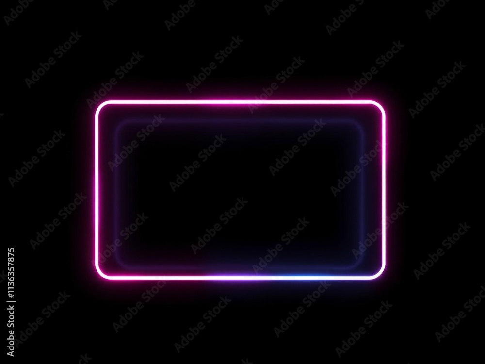 Neon motion graphic square rectangle frame on black background with blue and pink lights moving 3d rendering with empty copy space, motion, 3d rendering, square Neon motion graphic square rectangle frame on black background with blue and pink lights moving 3d rendering with empty copy space, motion, 3d rendering, square