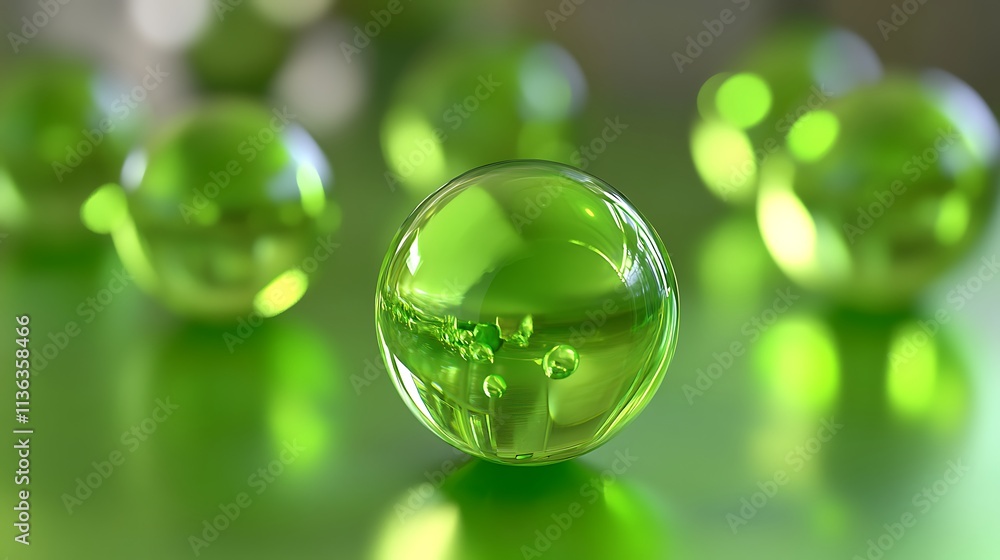 Glossy green surface with high-contrast light effects Glossy green surface with high-contrast light effects
