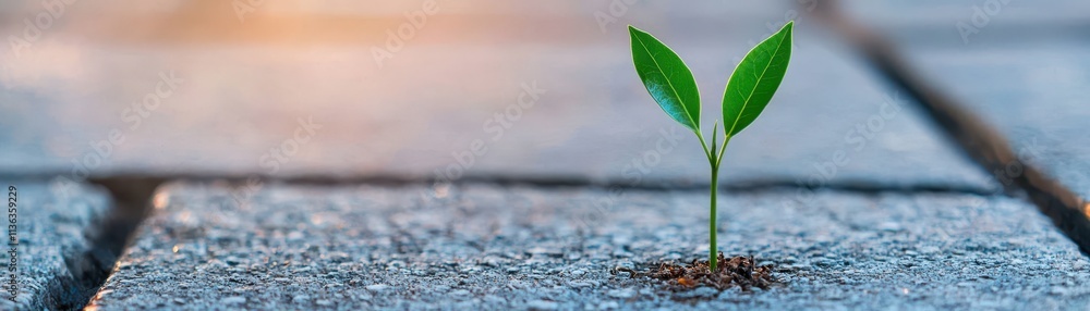 A small green plant emerges from a crack in a stone surface, symbolizing resilience and growth in a challenging environment. A small green plant emerges from a crack in a stone surface, symbolizing resilience and growth in a challenging environment.