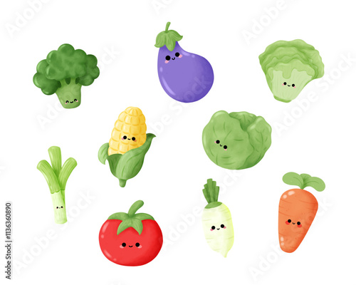Set of cute character vegetables