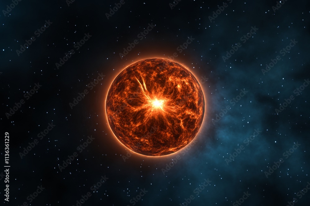 Obraz premium A realistic depiction of a star going supernova, with radiant bursts of light and cosmic debris spreading outward