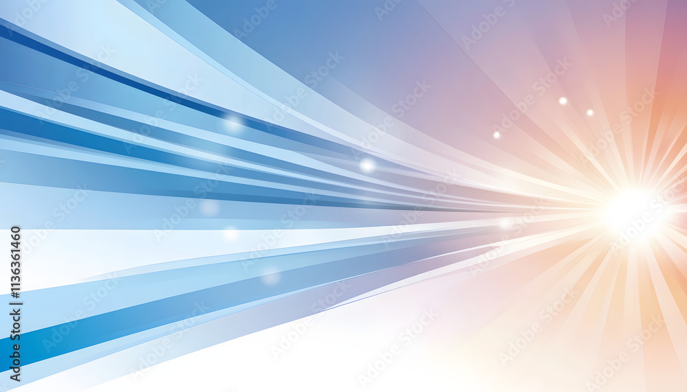 Abstract Blue and Orange Rays Converging Towards Light Abstract Blue and Orange Rays Converging Towards Light