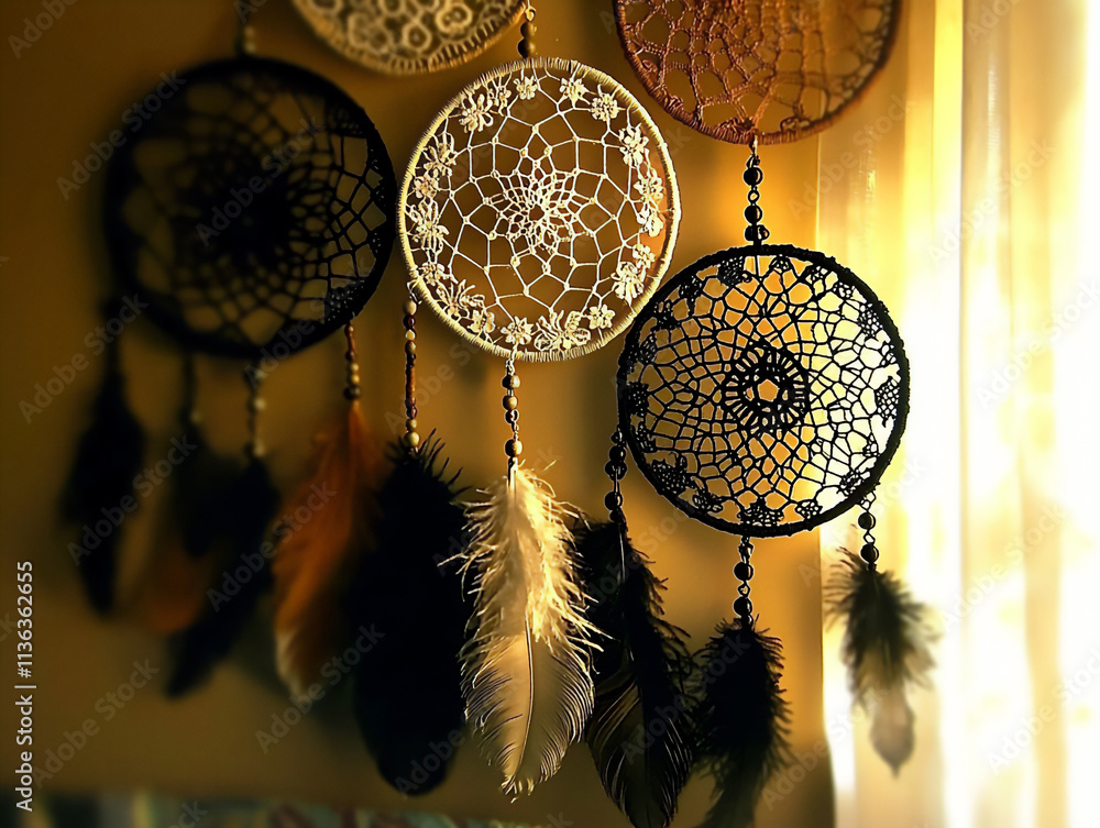 Obraz premium a diy dream catcher project featuring intricately designed dream catchers