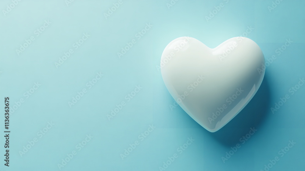 White heart shape on a soft pastel blue background, with a shadow around the edges for added depth Valentine's day horizontal web banner, sale flyer, advert, greeting card White heart shape on a soft pastel blue background, with a shadow around the edges for added depth Valentine's day horizontal web banner, sale flyer, advert, greeting card