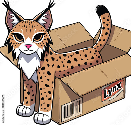 Lynx cartoon vector on white background