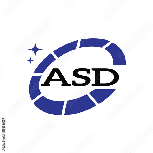ASD Creative Circular Logo Design in Blue & Black for Corporate Branding and Technology, ASD Blue and Black Tech Logo with Circular Elements for Branding & Visual Identity, ASD LOGO, ASD vector logo,