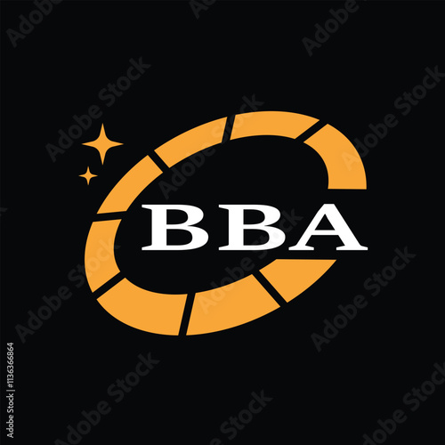 BBA Creative Circular Logo Design in Orange & White for Corporate Branding & Technology, BBA Orange & White Tech Logo with Circular Elements for Branding & Visual Identity, BBA LOGO, BBA vector logo,
