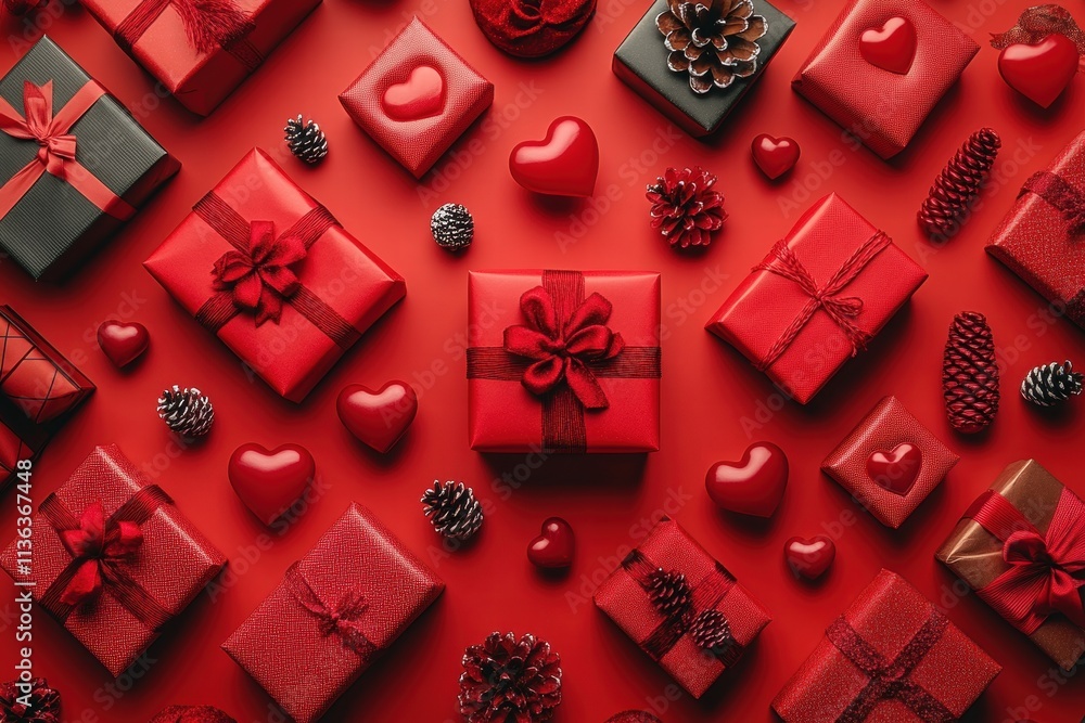 Red Valentine's Day Gift Boxes and Decorations Red Valentine's Day Gift Boxes and Decorations