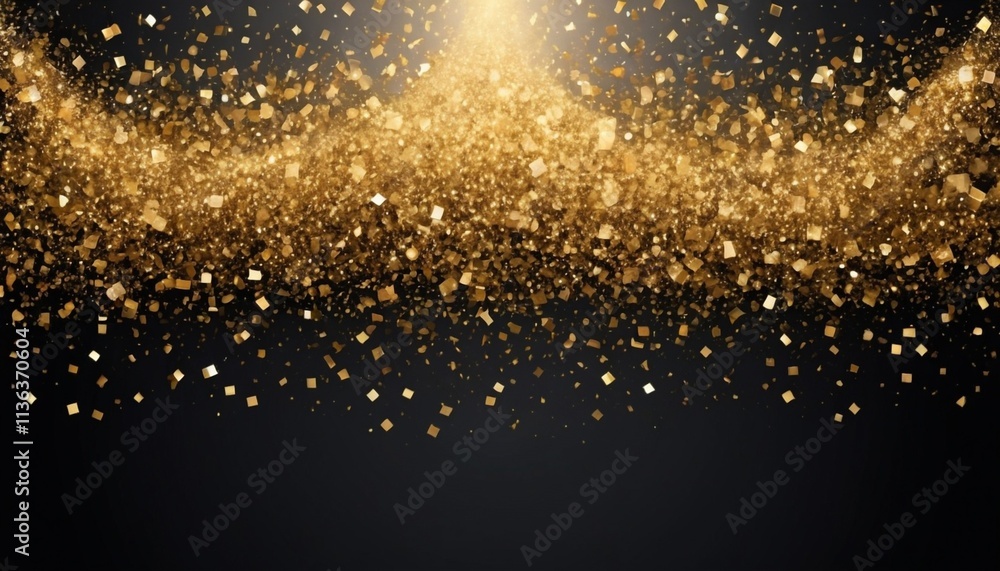 Glowing Gold Glitter with Delicate Golden Particles Clear Background Glowing Gold Glitter with Delicate Golden Particles Clear Background