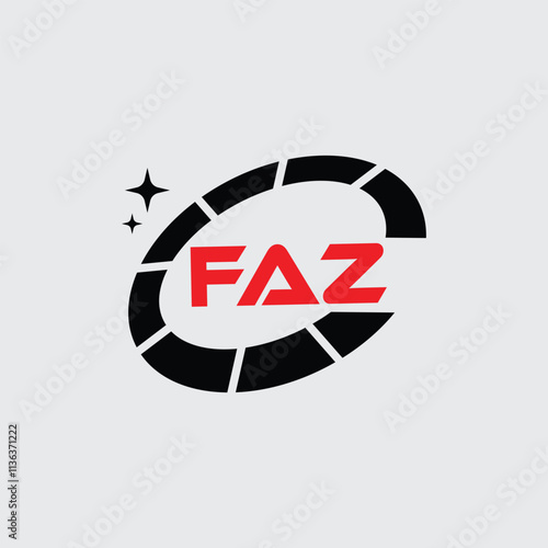 FAZ Creative Circular Logo Design in Red and Black for Corporate Branding and Technology, FAZ Red and Black Tech Logo with Circular Elements for Branding and Visual Identity, FAZ LOGO, FAZ vector logo