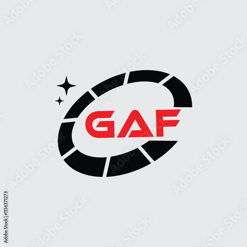 GAF Creative Circular Logo Design in Red and Black for Corporate Branding and Technology, GAF Red and Black Tech Logo with Circular Elements for Branding and Visual Identity, GAF LOGO, GAF vector logo