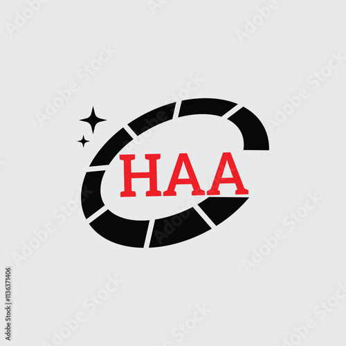 HAA Creative Circular Logo Design in Red and Black for Corporate Branding and Technology, HAA Red and Black Tech Logo with Circular Elements for Branding and Visual Identity, HAA LOGO, HAA vector logo photo