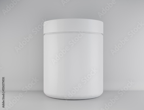 White jar for packaging design on white background isolated 3d render
