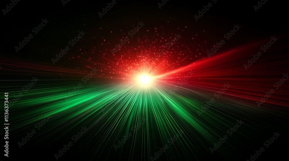 Obraz premium Vibrant red and green with a glowing central light