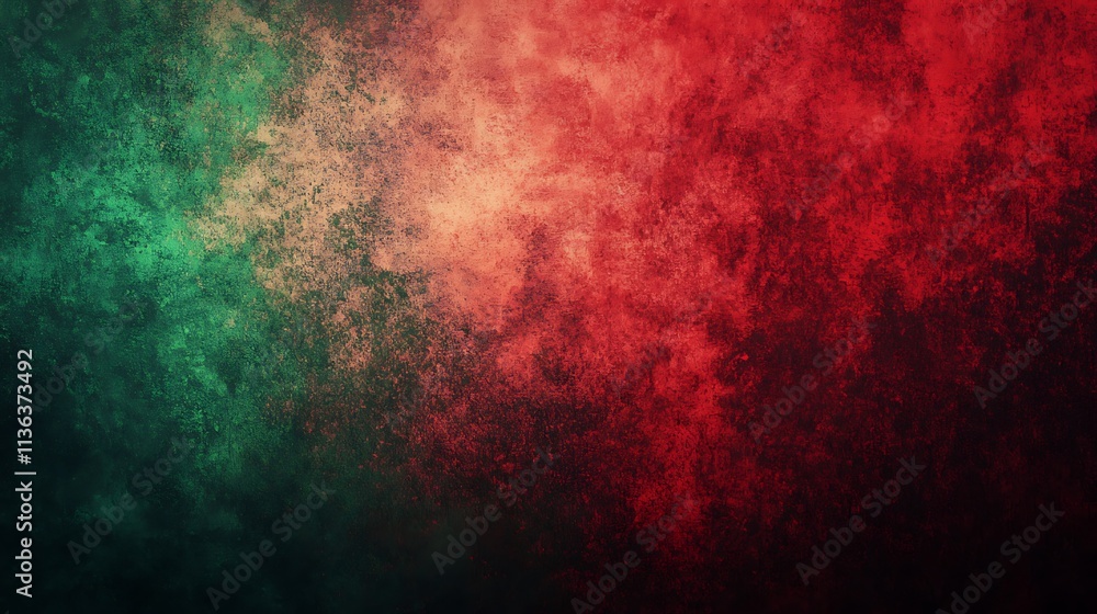 Textured red and green background with subtle gradients
