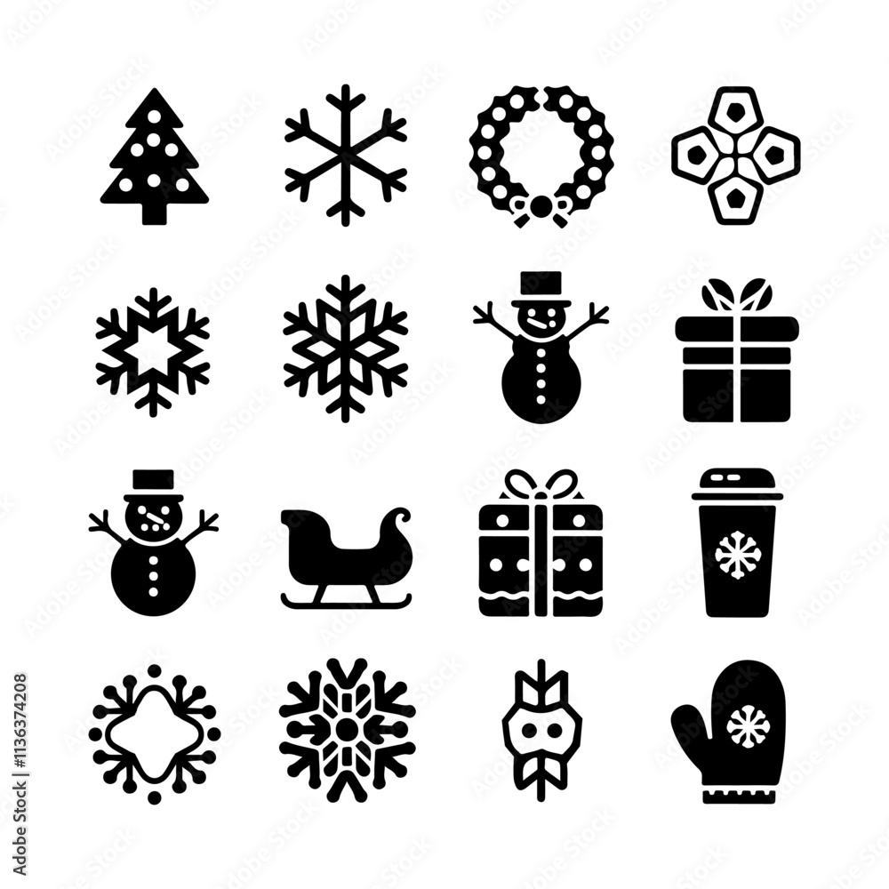 Naklejka premium A set of Icon on christmas items