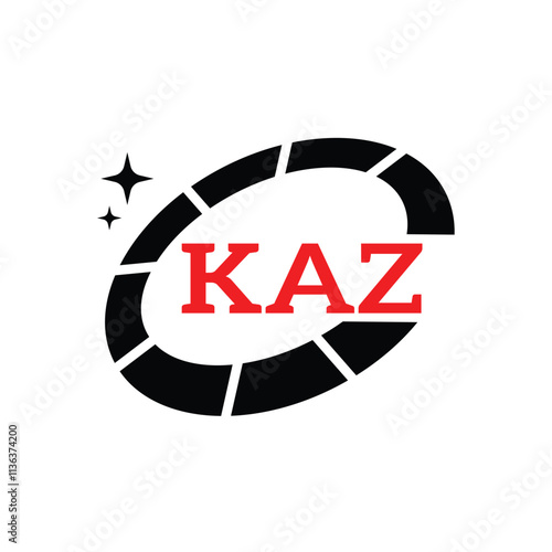 KAZ Creative Circular Logo Design in Red and Black for Corporate Branding and Technology, KAZ Red and Black Tech Logo with Circular Elements for Branding and Visual Identity, KAZ LOGO, KAZ vector logo