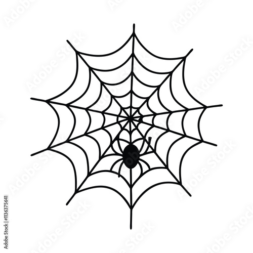 Hand-drawn spider web design, perfect for Halloween graphics, AI Generated