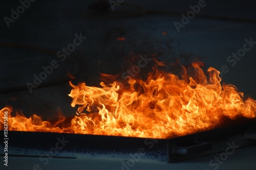 burning fire in a fireplace