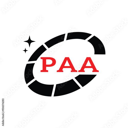 PAA Creative Circular Logo Design in Red and Black for Corporate Branding and Technology, PAA Red and Black Tech Logo with Circular Elements for Branding and Visual Identity, PAA LOGO, PAA vector logo