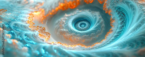 Fresh turquoise and coral swirl patterns with flowing light accents, adding a vibrant, abstract feel