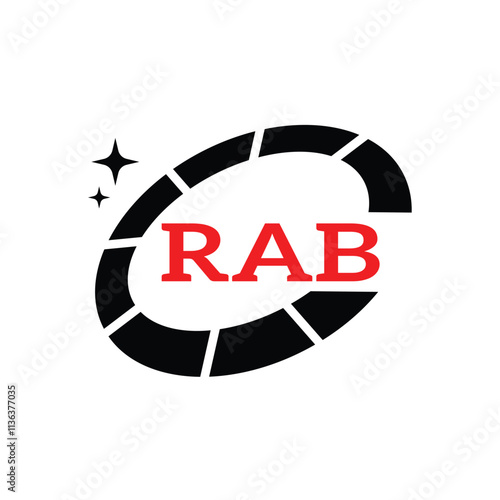 RAB Creative Circular Logo Design in Red and Black for Corporate Branding and Technology, RAB Red and Black Tech Logo with Circular Elements for Branding and Visual Identity, RAB LOGO, RAB vector logo