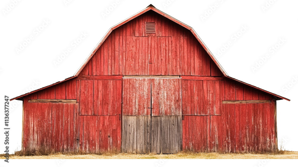 Red barn, isolated on transparent background Red barn, isolated on transparent background