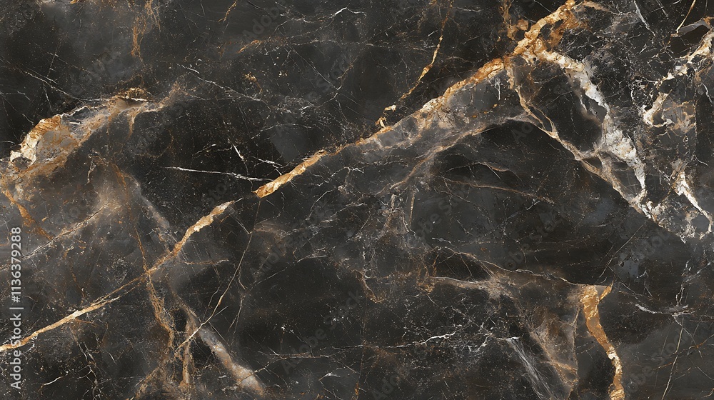 Black marble texture with golden veins