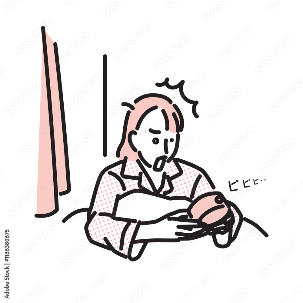 シンプル イラスト 寝坊して驚く女性 シンプル イラスト 寝坊して驚く女性