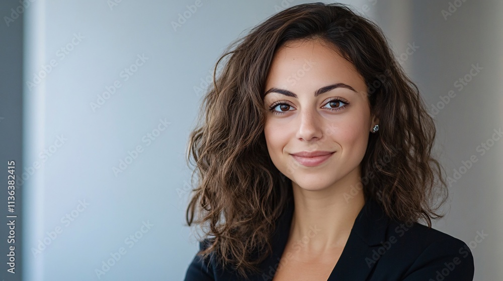 Portrait of a smiling businesswoman wearing a black jacket Portrait of a smiling businesswoman wearing a black jacket