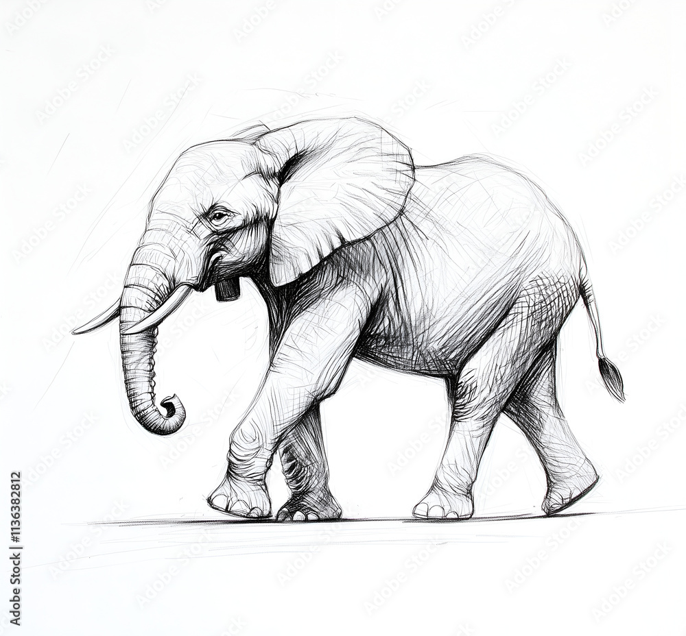 Black and white vector line drawing of an elephant on the side, simple design, simple flat illustration, vector lines, white background, Black and white vector line drawing of an elephant on the side, simple design, simple flat illustration, vector lines, white background,
