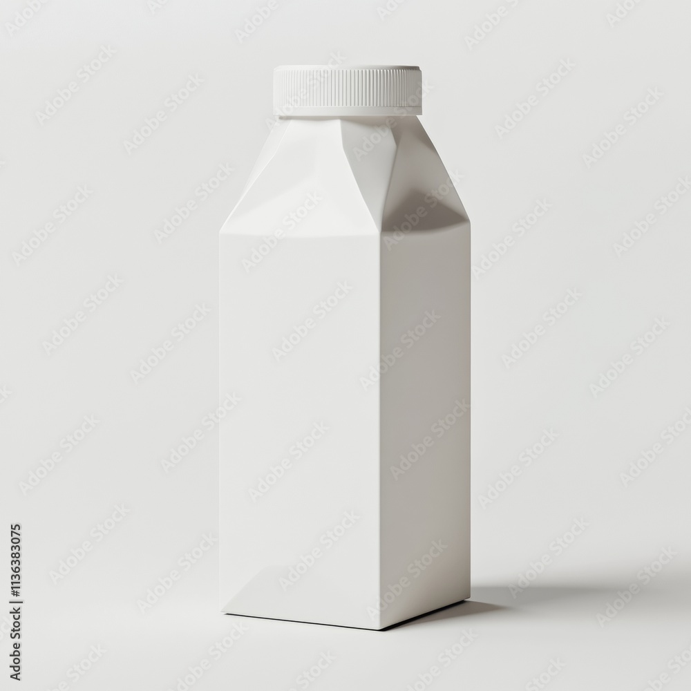 A single carton of soy milk designed in 3D, positioned diagonally on a completely white field A single carton of soy milk designed in 3D, positioned diagonally on a completely white field