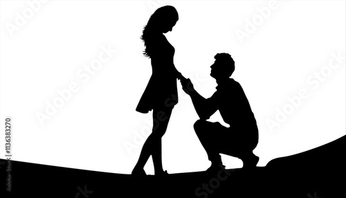 Boy proposing a girl silhouette.romantic couple. romantic couple silhouette. Capture the beauty of love with this stunning silhouette . Perfect for romantic themes, wedding inspirations, and love stor