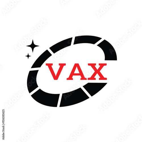 VAX Creative Circular Logo Design in Red and Black for Corporate Branding and Technology, VAX Red and Black Tech Logo with Circular Elements for Branding and Visual Identity, VAX LOGO, VAX vector logo