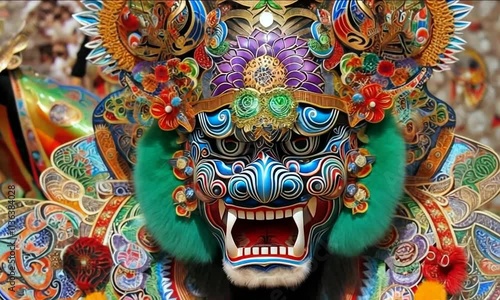 Wallpaper Mural Vibrant masks and colorful costumes celebrate traditional culture in a lively festival parade Torontodigital.ca